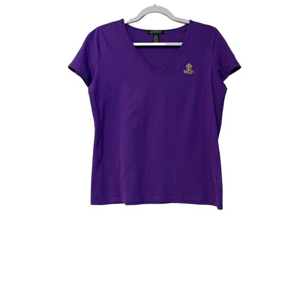Lauren by Ralph Lauren Tops - Lauren Ralph Lauren Women’s Purple V Neck Short Sleeve Shirt Tee Size Medium